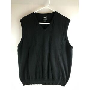 Ping Collection Vest Sweater Men's Size Large Solid Black Sleeveless V-Neck
